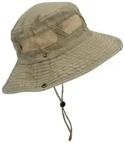 Boonie Sun Hat, Men Women Wide Brim Tactical Floppy Mesh Strip - Olive