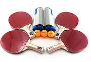 Table Tennis Accessory Package, Ping Pong Set 1xRetractable Net Rack + 4x3-star Bats + 3xBalls + Carry Bag
