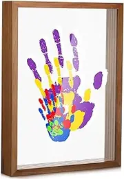 Suzile DIY Handprint Kit for New Parents - Mother's Day Father's Day Gifts,Baby Handprint Frame with 5 Acrylic Boards & 6 Colors Paint,Family Keepsake Craft for First-time Moms Dads(Walnut Color)