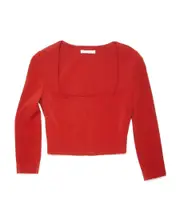 hook and button square neck blouse EU38 red