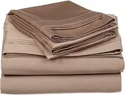 American Linen Adjustable King Bed Sheets 5PCs Taupe Solid -100% Egyptian Cotton 600 Thread Count-Deep Pocket (8-15 Inches) (Split-King)