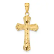 14k Yellow Gold Diamond-cut Beveled Edges Cross Pendant