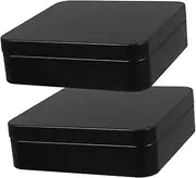 HOODANCOS 2pcs Black Tin Trinket Containers with Lids Versatile Storage Boxes for Jewelry Candy Game Cards Stylish Decorative Organizers for Home and Travel