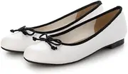 Liberty Doll(リバティー ドール) 5421 Women's Ballet Pumps, Round Toe Flat Ballet Pumps, Black White, 24.0 cm