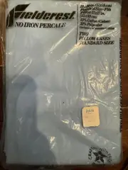 Vntg Fieldcrest No Iron Percale Blue Standard Pillow Cases