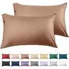 Cotton Pillow Cases Size Set of 2, 600 Thread Count Pillowcases Standard Brown