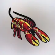 Lobster Patch — Iron On Badge Embroidered Motif — Red Yellow Crayfish