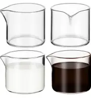 Leinuosen 4 Pcs Small Glass Creamer Pitcher Set Transparent Mini Poured Glass...