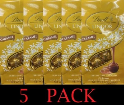 5x NEW Lindt LINDOR CARAMEL Milk Chocolate Truffles 8.5 oz Bag - 5 PACK