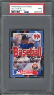 1988 Donruss Baseball Cello Pack Nolan Ryan On Top PSA 9 MINT