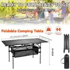 Camping Table Roll Up Folding Portable Aluminium Outdoor BBQ Desk Picnic Black A