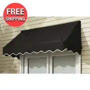 8' Black Outdoor Window Door Awning Sun Shade Canopy Outdoor Patio Cover Shade