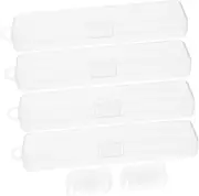 WRITWAA 4pcs Transparent Drinking Straw Carrying Case Multi Functional Portable Storage for Travel Durable Container with Lid for Organizing Items for Teachers Students
