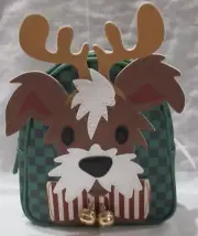 Bath & Body Works REINDEER DOG mini backpack green checkered bells brown