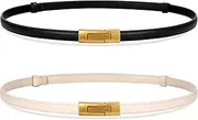 [JASGOOD] Thin Ladies Waist Belt for Dresses Jeans Pants, Skinny Womens Belt with Antique Gold Buckle