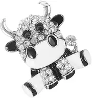 [WATIIFUFU] Cow Cow Brooch Animal Brooches Social Battery Brooch Pin Panda Pattern Clothes Cow Brooch with Rhinestones Cow Lapel Pin Cow Corsage Red Brooch Lapel Pins Breastpin Brown Alloy