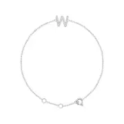 14k White Gold .07 CTW Natural Diamond Initial W 6-7" Bracelet Gift for Mother