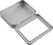 Outdoor Storage Metal Hinged Tin Box Small Storage Container Lid Rectangular Portable for Camping