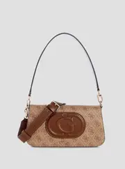 GUESS Women's Eco Brown Logo Mietta Shoulder Bag
