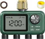 XinFuture Water Timer 4 Zone with Brass Inlet for Irrigation, Sprinkler Timer 4 Outlet