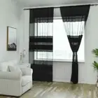 1PC Striped Sheer Curtain for Living Room Bedroom Tulle Curtain for Room Kitchen