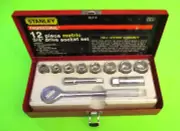 NOS VINTAGE STANLEY PROFESSIONAL 12pc 3/8" METRIC DRIVE SOCKET SET PART # 86-615