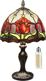 MIAOKE Stained Table Lamp Stained Glass Table Light, Handmade Desk Bedside Table Night Lamp, Antique Art Craft Gifts Lover Kid Living Room Bedroom Study Bookcase Desk Ligh