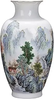 Ceramic vaseChinese Flower VaseChineseFlower Vase Handmade Ceramic Large Vase 14.17 Inch Chinese Retro Ink Painting Household Decoration Vase Beautiful Ornaments