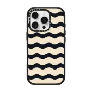iPhone 16 Pro Impact Case MagSafe Compatible Black And White Wavy Stripe