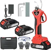 Electric Pruning Shears, Cordless Branch Scissors, Fruit Tree Branch Pruner Professional Gardening Pruning Tools With 2x Rechargeable 2AH Battery, 30mm Cutting Diameter (red1)