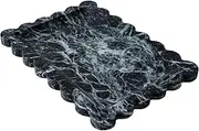 Real Luxurious Natural Travertine Tray - 10.8"x8" Scalloped Marble Tray for Bathroom Kitchen Counter - Vanity Tray for Dresser - Catch All Tray for Nightstand and Home Décor (Verde Green)
