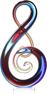 Luxury Lane Hand Blown Treble Sommerso Art Glass Sculpture for Home Decor Red Blue 14 inch Tall Centerpiece Table Decoration