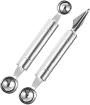 ELAYARD 2pcs Stainless Steel Ice Cream Baller and Fruit Scoop Ergonomic Dessert Making Tool for Melons and Berries Easy to Clean for Fruit Salads and Pastry Garnishes