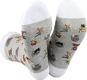[LEVLO] 1 Pair Fox Rabbit Animal Character Socks Nature Lover Animal Family Movie Crew Stocking Gift For Fans Women Mom