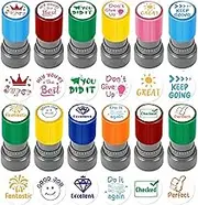 Multipurpose Portable Teacher Stamp, 12 Pieces Teacher Comment Stamp Set, Creative Teacher Classroom Stamps, Homework Comment Stamps for Assessments & Behavior Rewards