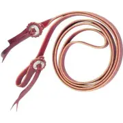 WesternBrown leather Leather Split Reins With Silver Slotted Conchos