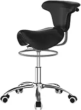 Saddle Stool,Saddle Chair with Pedal,Ergonomic Chair with Back Support,Adjustable Height,Loading Capacity 132ibs for Office Salon Shop
