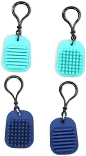 Bouncyband Calming Clips Fidget Toy Keychain, 12-Pack Assortment, Blue & Green – Portable Sensory Tool Increases Focus and Relieves Stress at Home or On-The-Go – 2” x 1.5” Fidget Keychain for Ages 3+