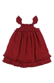 L'Ovedbaby Smocked Organic Cotton Dress in Crimson at Nordstrom, Size 18-24M