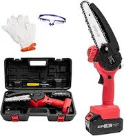 2023 Upgraded Mini Cordless Chainsaw 4 Inch, Rechargeable Lithium Electric Saw Handheld Chainsaw with Battery Display, Portable Chainsaw for Tree Pruning Branches Wood Cutting
