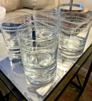 KROSNO CRYSTAL DOUBLE OLD FASHIONED ROCKS WHISKEY GLASSES RARE SET 4 NEW