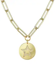 Rachel Reinhardt 14K Vermeil Enamel & CZ Pave Star Necklace