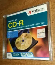 Verbatim LightScribe CD-R Disc 80 Min, 700 MB, 52X Speed, New Sealed