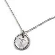 New DAVID YURMAN Cabled Round Initial T 18" Necklace in White 18K & Gold Diamond