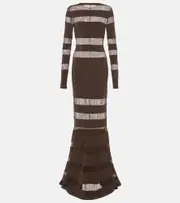 [Norma Kamali] Norma Kamali Mesh-panelled gown AU 14 brown