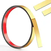 2cm-300cm Peel and Stick Moulding,Self-Adhesive Tile Trim Stainless Steel,Flexible Edging Strip Gold Metalized,Moulding Trim Corner Trim for Mirror Frame Ceiling Cabinet Tile Fireplace（Gold）