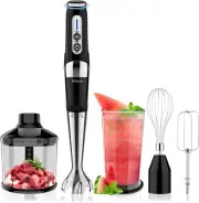 Cordless Hand Blender: 4-in-1 USB Rechargeable Immersion Black, Black