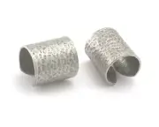 Hammered tube ring Adjustable Antique silver plated Brass 23mm 6US 8US size 4320