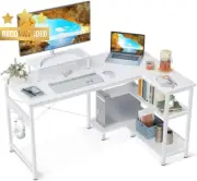 L-Shaped Computer Desk Corner Desk with Shelves Monitor Stand Home Office