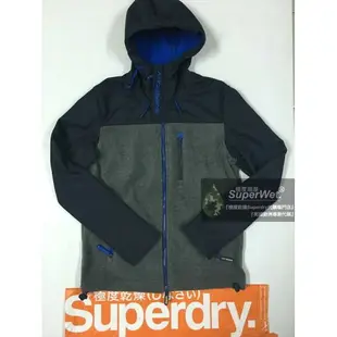 跩狗嚴選 極度乾燥 Superdry Polar Trekker 連帽 刷毛 太空棉 彈性材質 風衣 外套 拼色 黑灰 藍